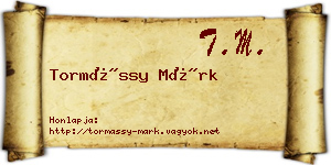 Tormássy Márk névjegykártya