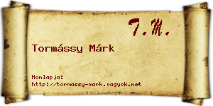 Tormássy Márk névjegykártya